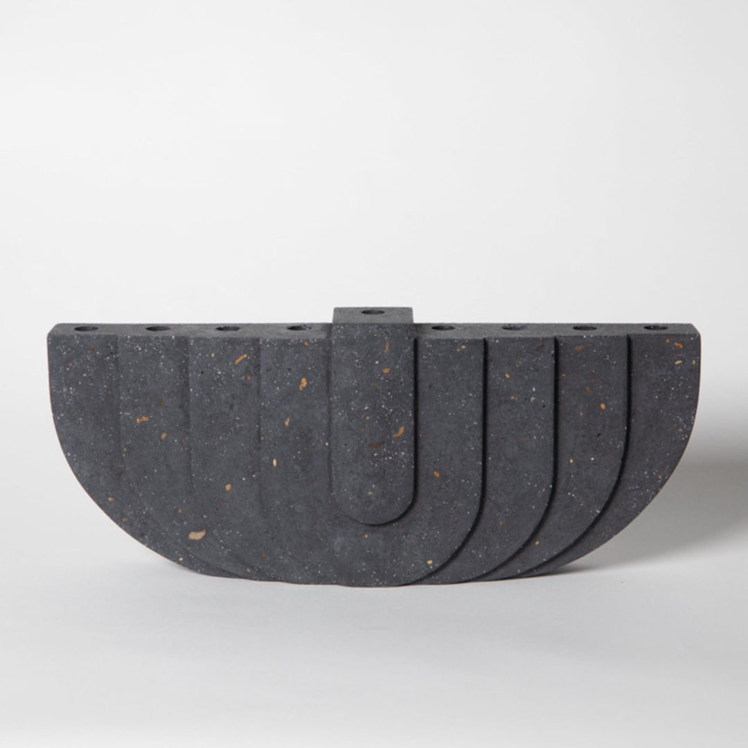 "Menorah: Black Terrazzo" - Menorahs in black by Pretti.Cool