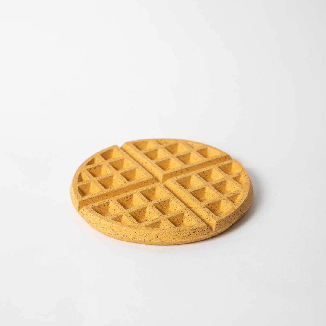 "Marigold Terrazzo Waffle Trivet" - Trivets in yellow by Pretti.Cool