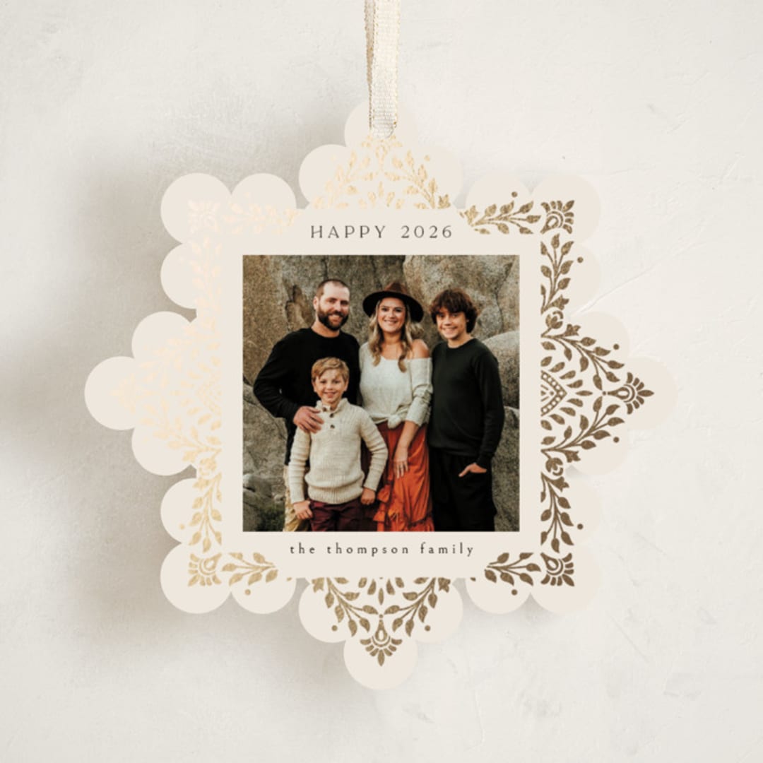 "Beautiful foliage" - Holiday Ornament Cards in Cream by Ana de Sousa - Front