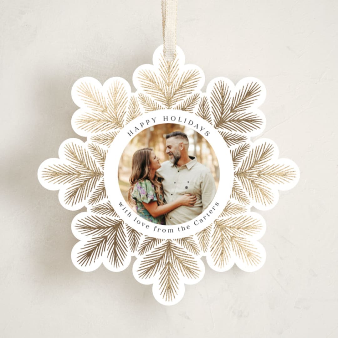 "Tinsel Wreath" - Holiday Ornament Cards in Snow by Laura Hankins - Front
