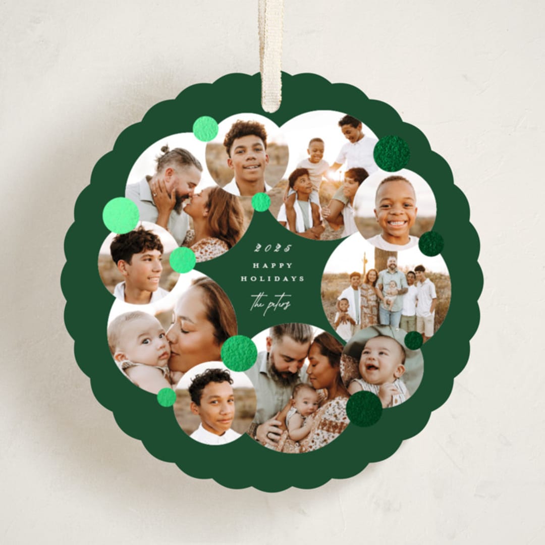 "multi wreath" - Holiday Ornament Cards in Evergreen by Lori Wemple - Front