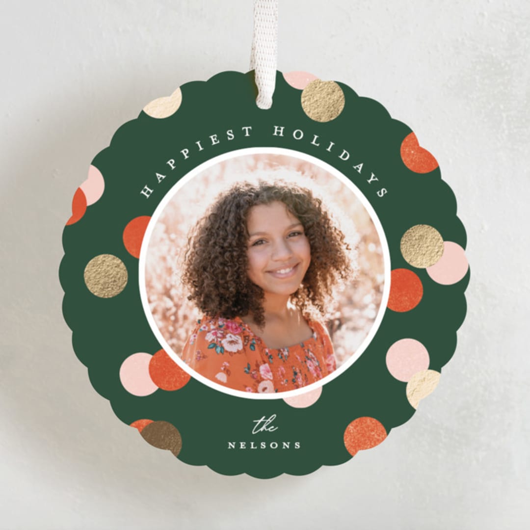 "Happiest Dots" - Holiday Ornament Cards in Fruitcake by Pixel and Hank - Front