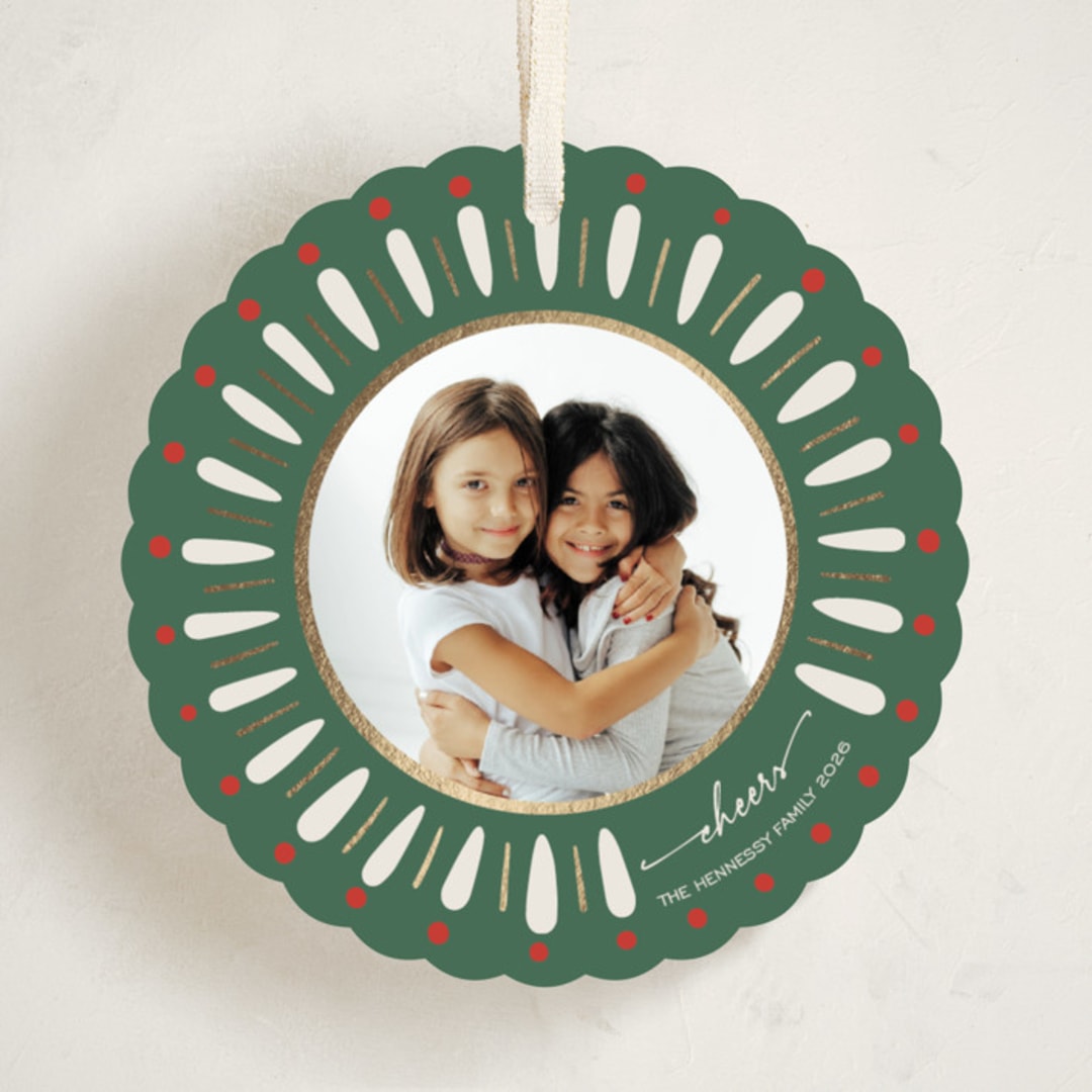 "Painted Wreath Gilded" - Holiday Ornament Cards in Garland by Antonia Jae Krajicek - Front