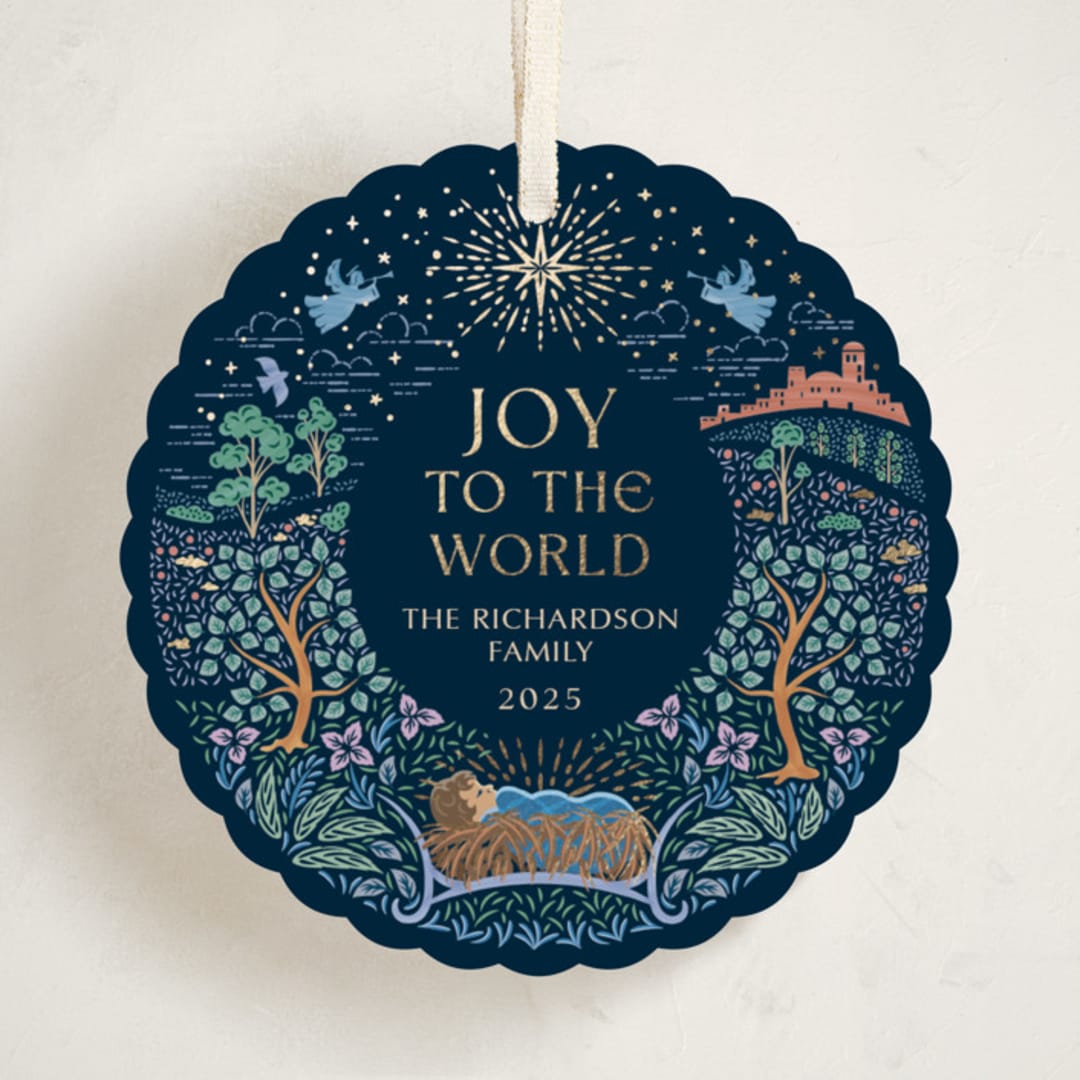 "Away in a manger" - Holiday Ornament Cards in Starry Night by Paper Sun Studio - Front