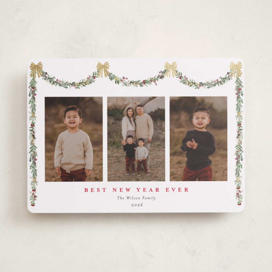 "Joyful Holly" - Holiday Cards in Peppermint by Susan Moyal - Front