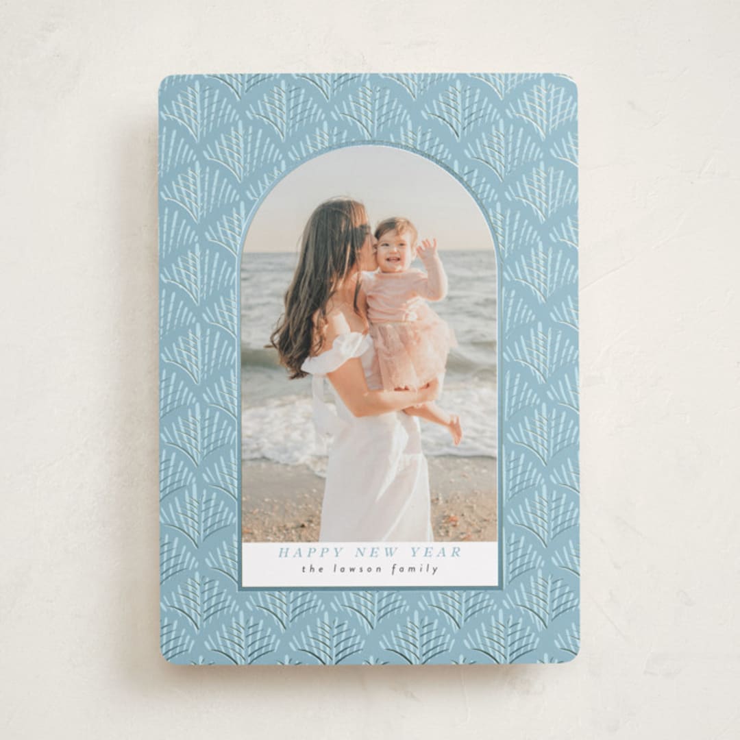 "Palmdeco" - Holiday Cards in Aquamarine by Tamara Hilje - Front