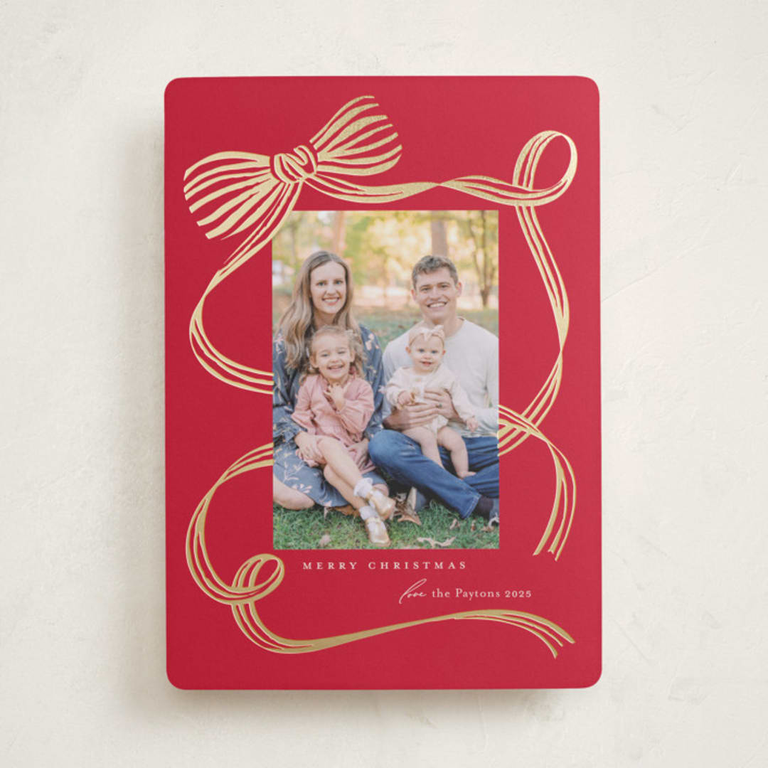 "Neddy" - Holiday Cards in Cranberry by Carrie ONeal - Front
