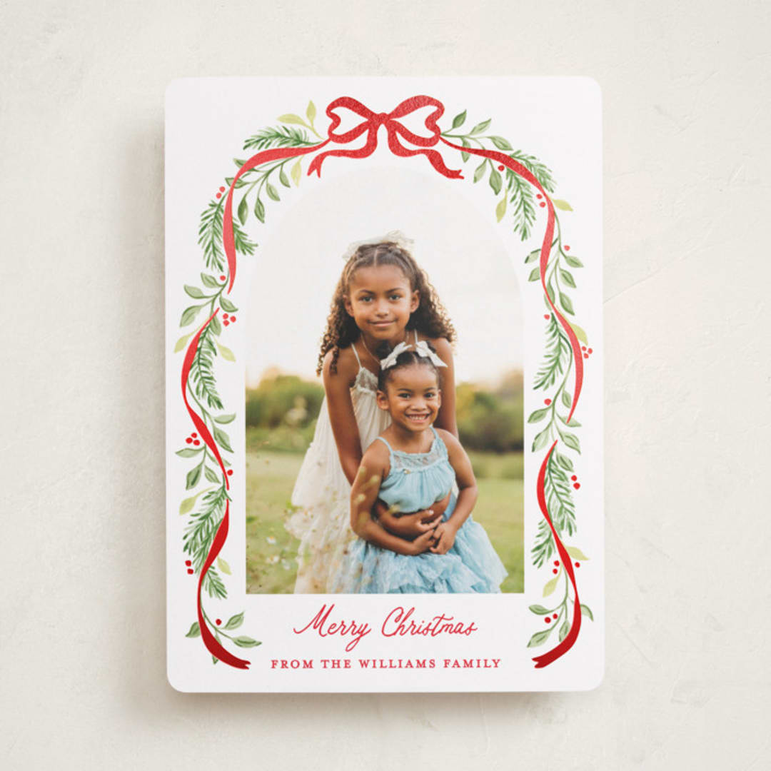 "Ribbon arch" - Holiday Cards in Cardinal by Sarah Knight - Front