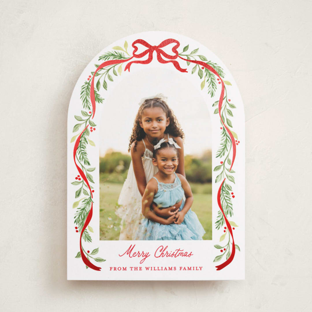 "Ribbon arch" - Holiday Cards in Cardinal by Sarah Knight - Front