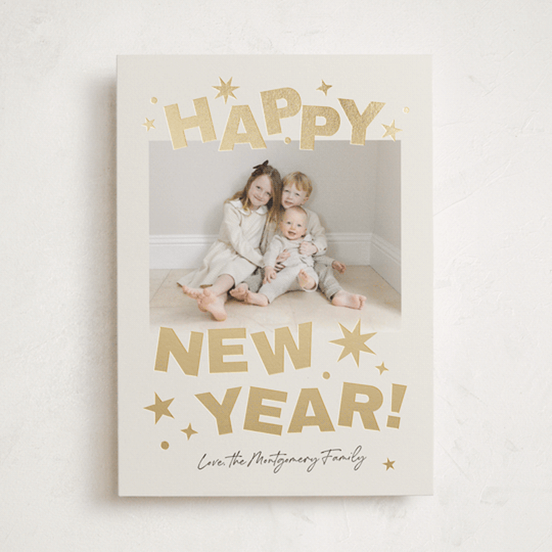 "Big Year Energy" - Holiday Cards in Champagne by Kercia Jane - Front