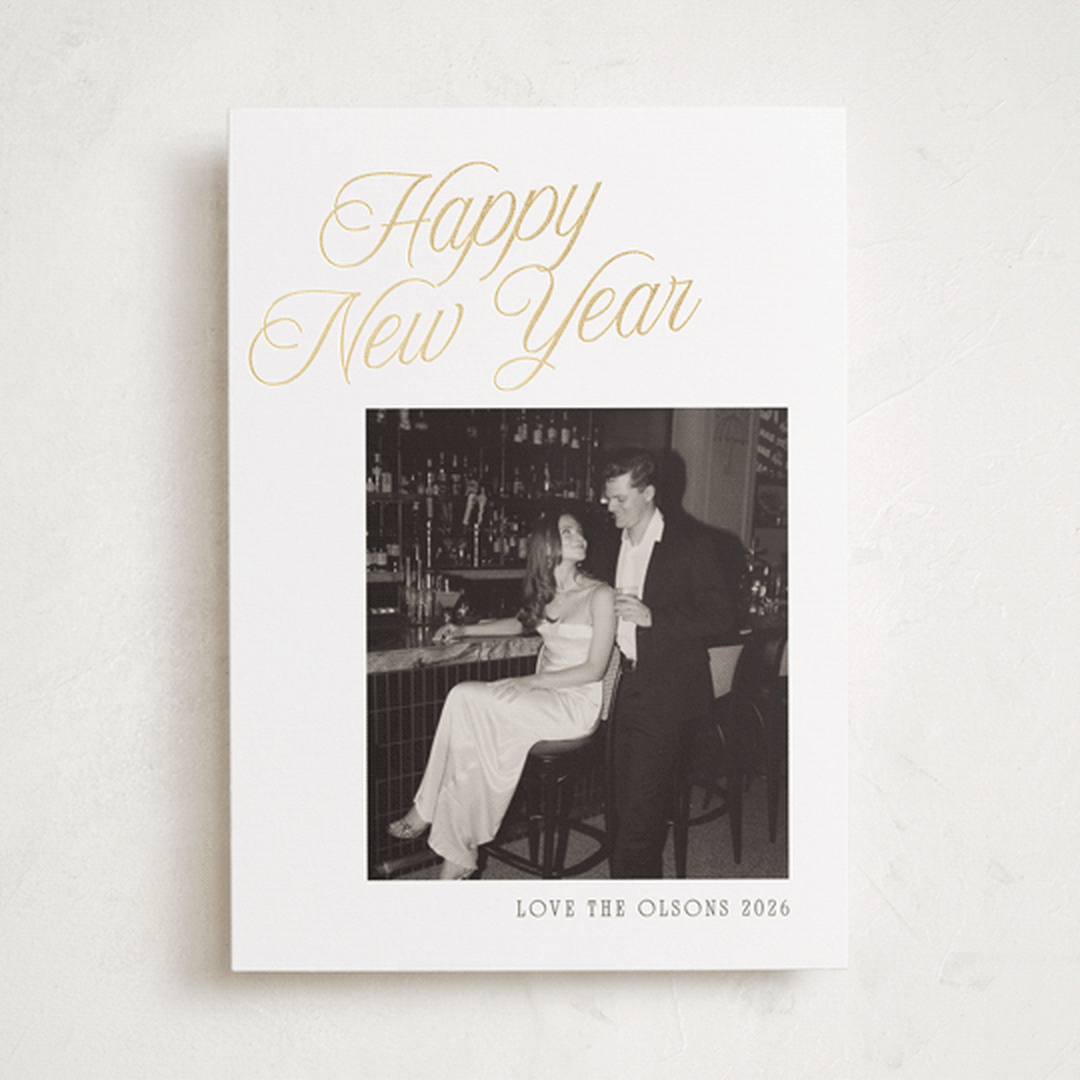 "Happy Script" - Holiday Cards in Snow by Nicole Walsh - Front