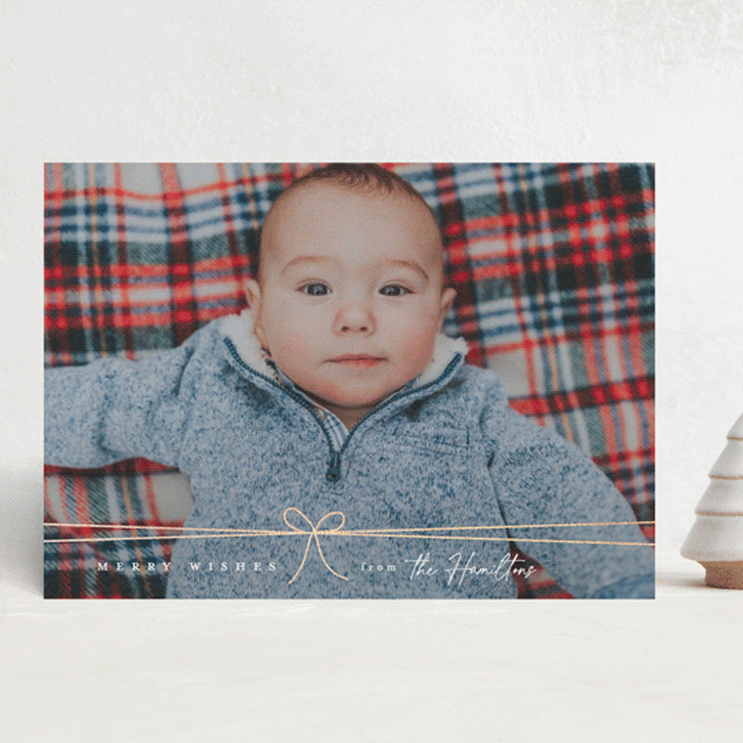 "Neatly Tied" - Holiday Cards in Cotton by Everett Paper Goods - Front