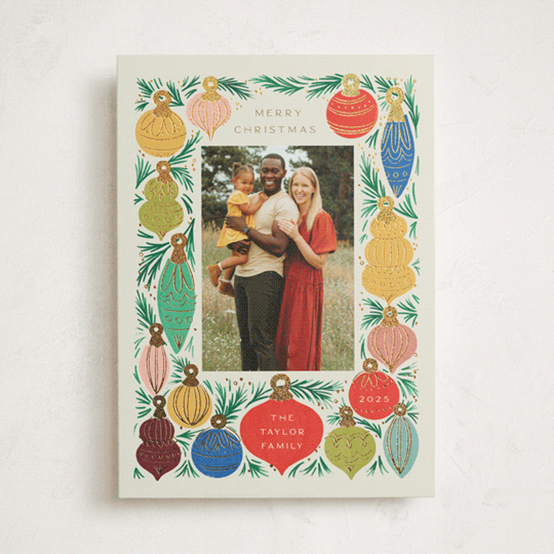 "Ornament Tree Frame" - Holiday Cards in Sand by Alethea and Ruth - Front