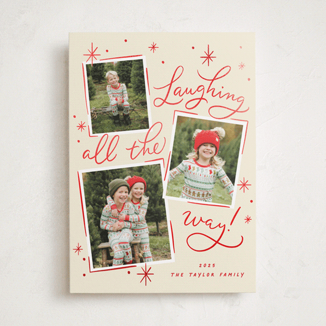 "Laughing All the Way" - Holiday Cards in Reindeer Nose by Erin German - Front