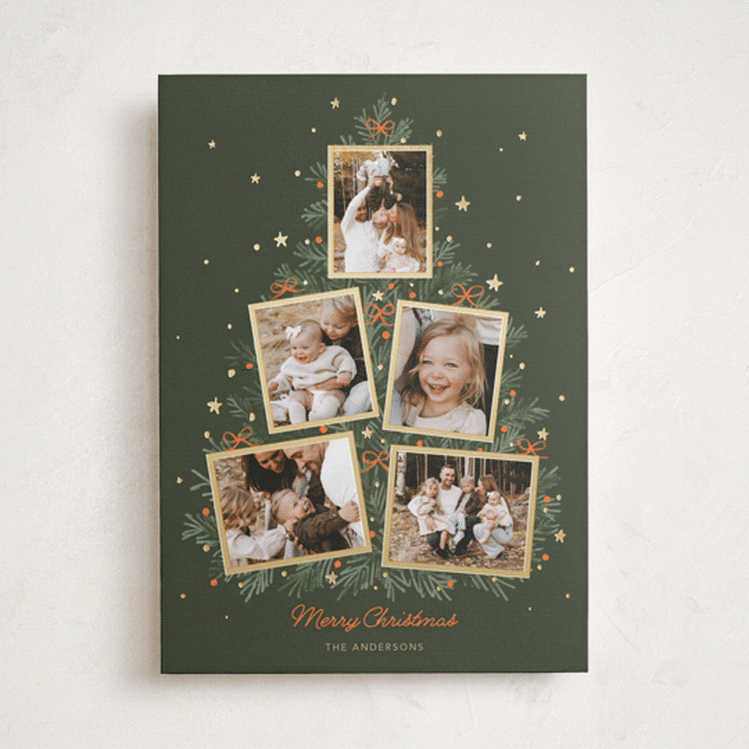 "Christmas tree collage" - Holiday Cards in Pine Needle by Cass Loh - Front