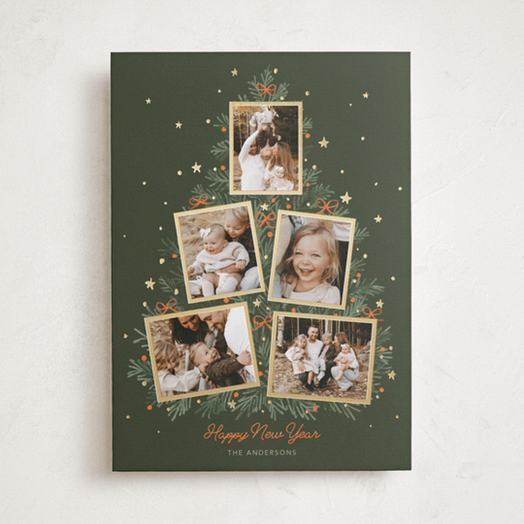 "Christmas tree collage" - Holiday Cards in Pine Needle by Cass Loh - Front