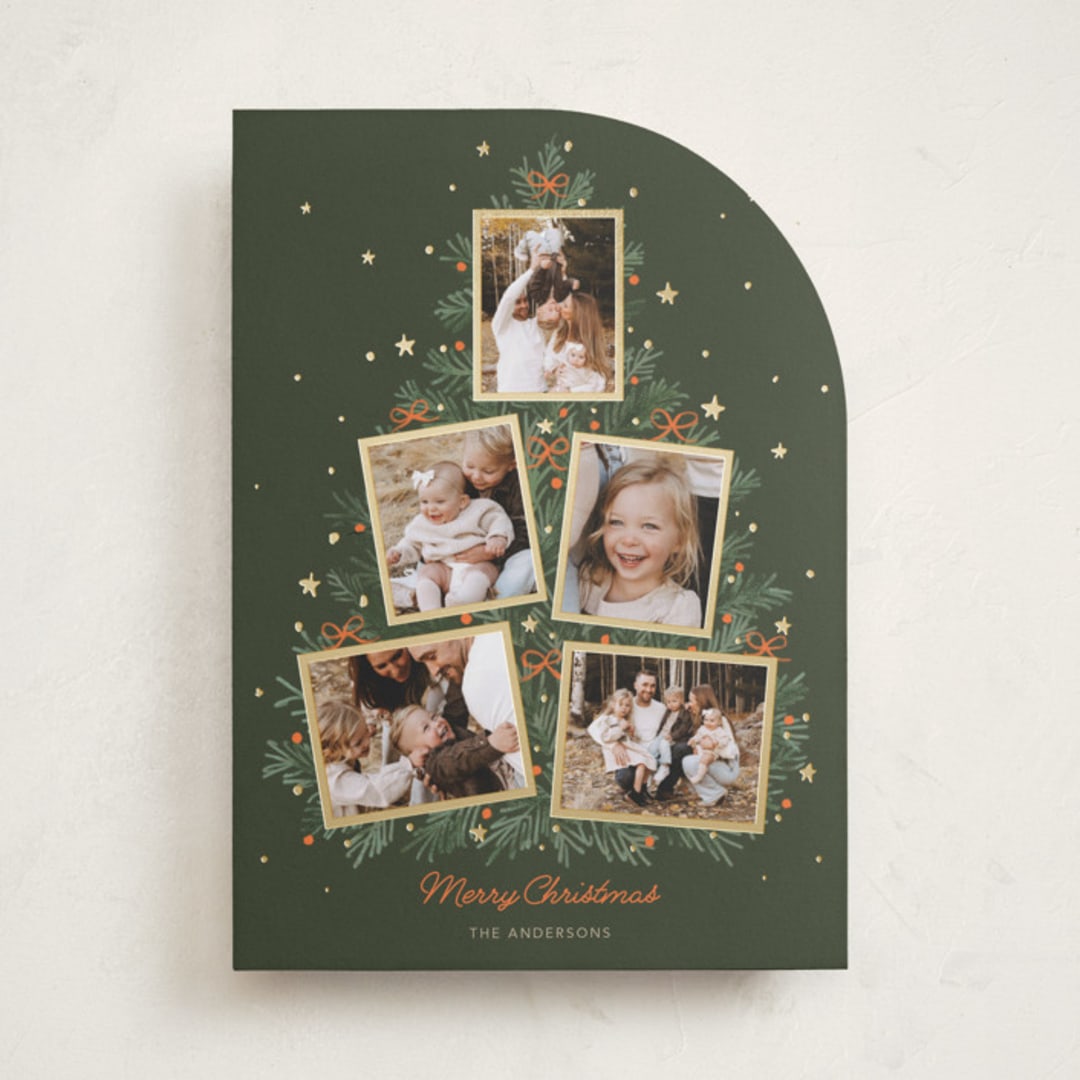 "Christmas tree collage" - Holiday Cards in Pine Needle by Cass Loh - Front