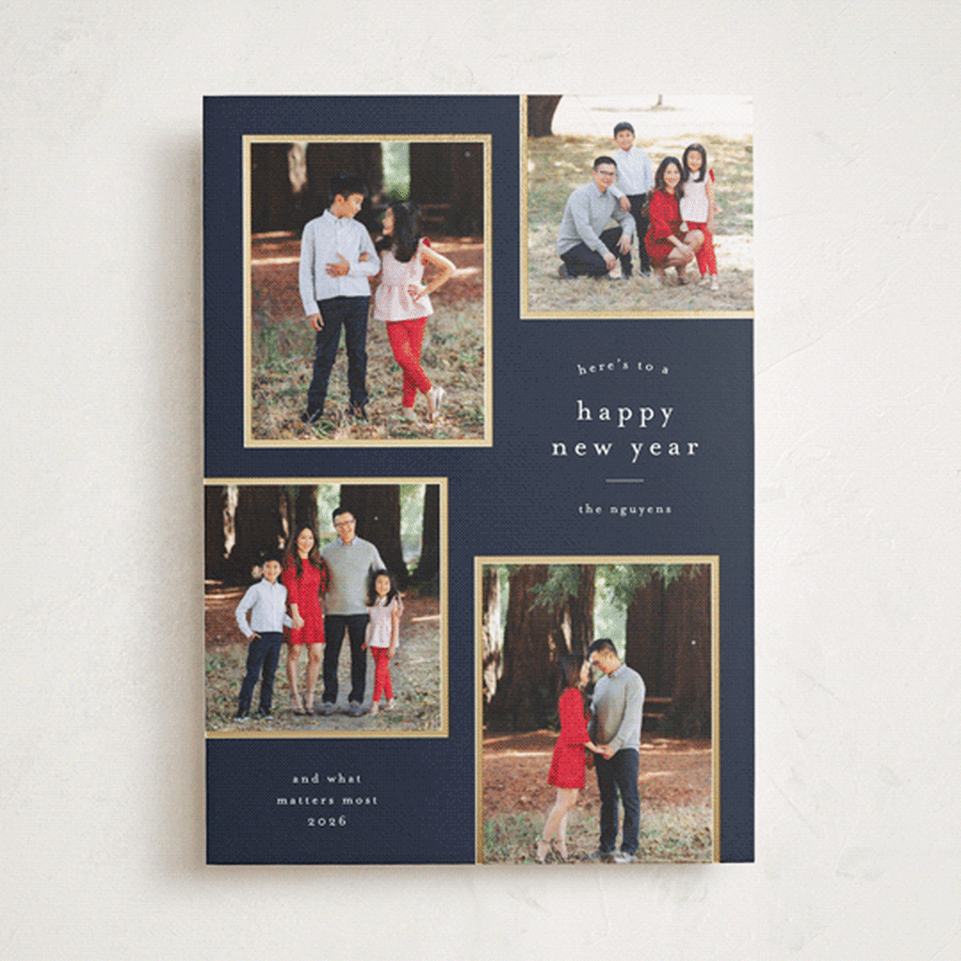 "Simply Framed" - Holiday Cards in Navy by Stacey Meacham - Front