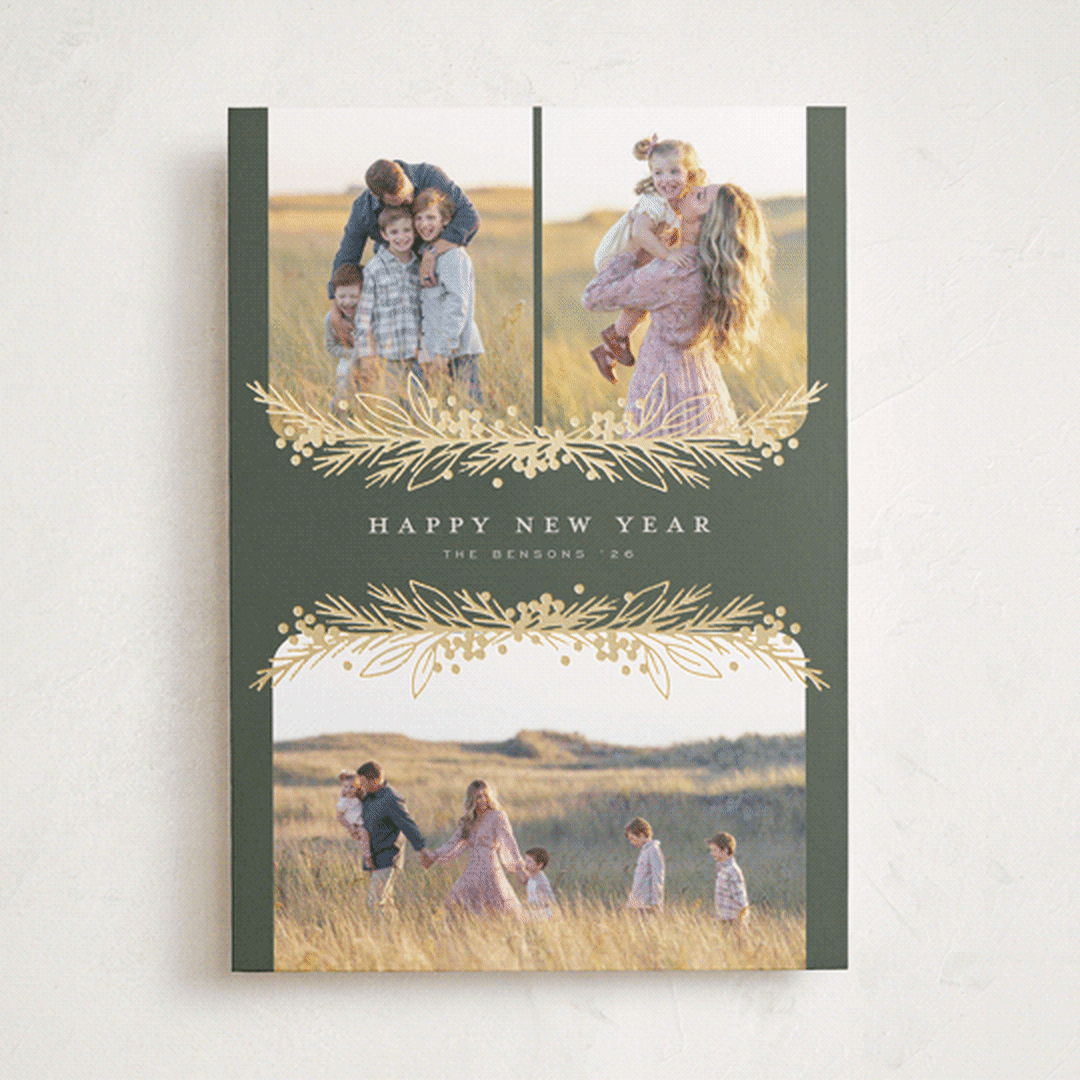 "Gilded Trio" - Holiday Cards in Fern by Michelle Taylor - Front