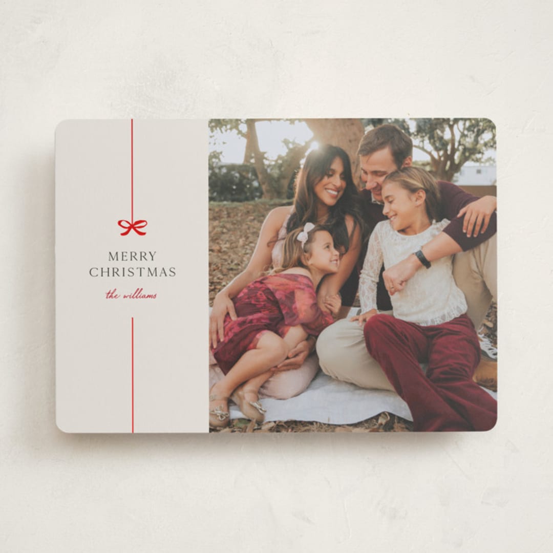 "Bow" - Holiday Cards in Poinsettia by Pixel and Hank - Front
