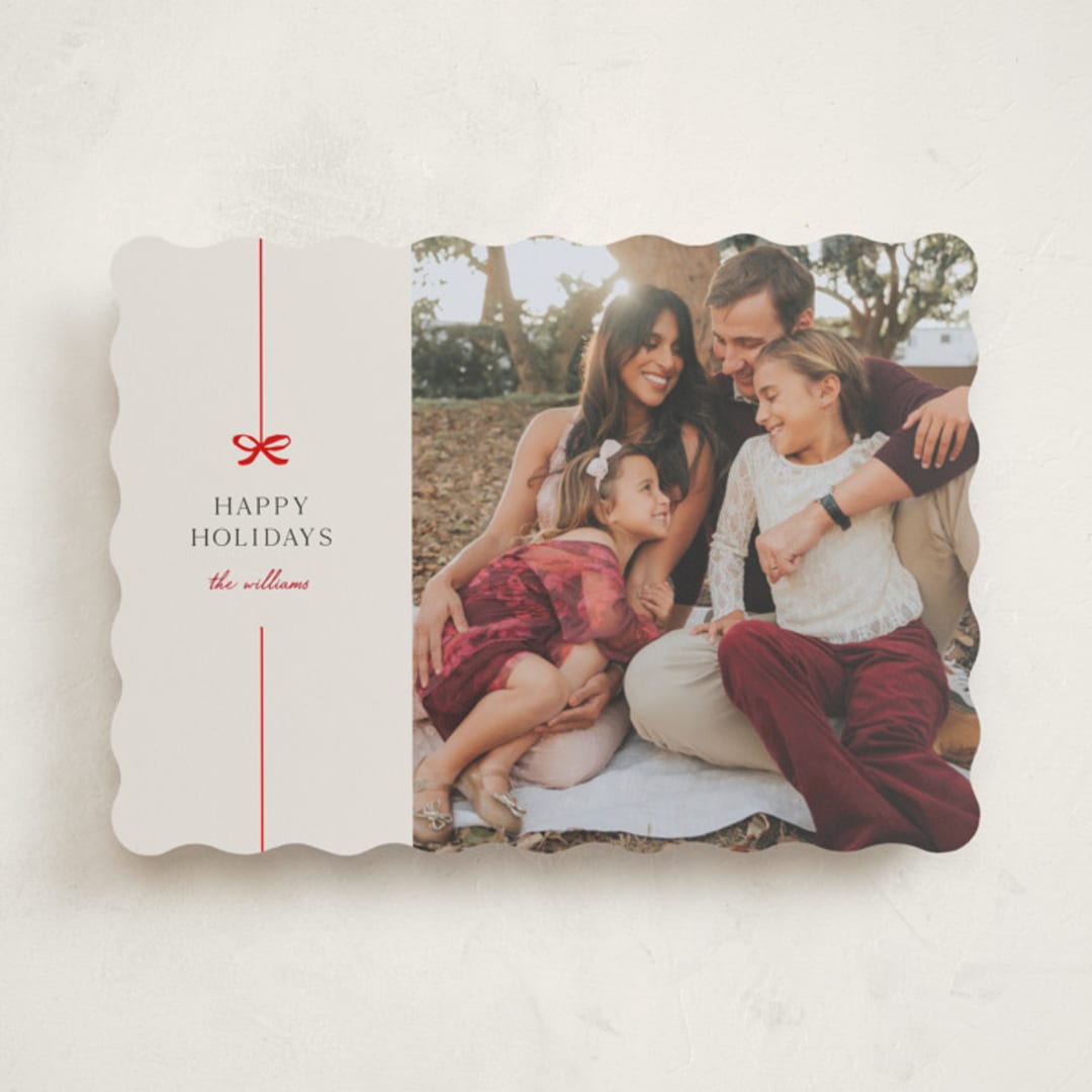 "Bow" - Holiday Cards in Poinsettia by Pixel and Hank - Front