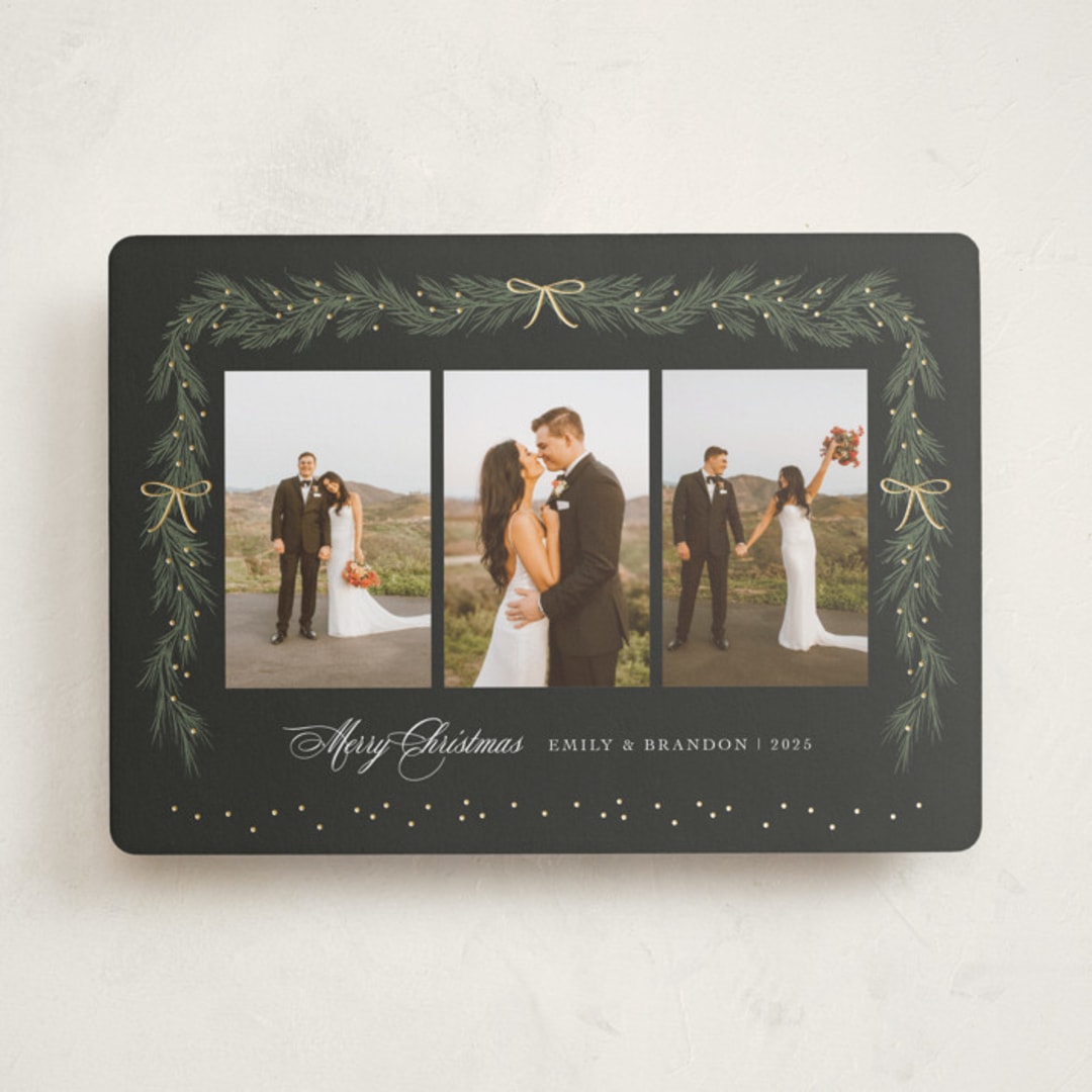 "Ribbon Garland" - Holiday Cards in Midnight by Elly - Front