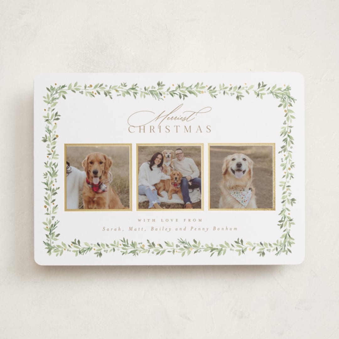 "Laurel Garland" - Holiday Cards in Snow by Everett Paper Goods - Front