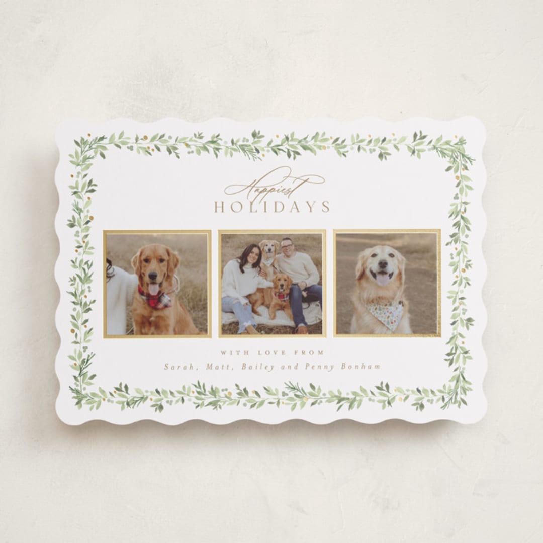 "Laurel Garland" - Holiday Cards in Snow by Everett Paper Goods - Front