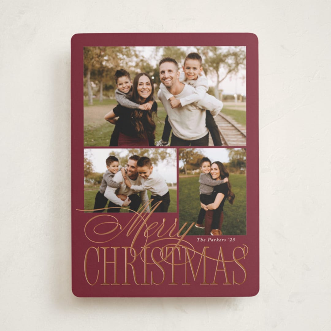 "Elegant Three" - Holiday Cards in Mulberry by Brianne Larsen - Front