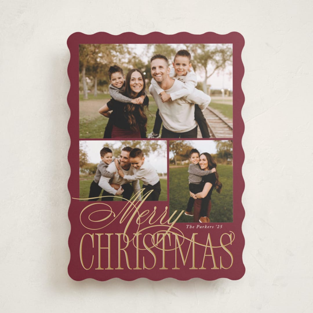 "Elegant Three" - Holiday Cards in Mulberry by Brianne Larsen - Front