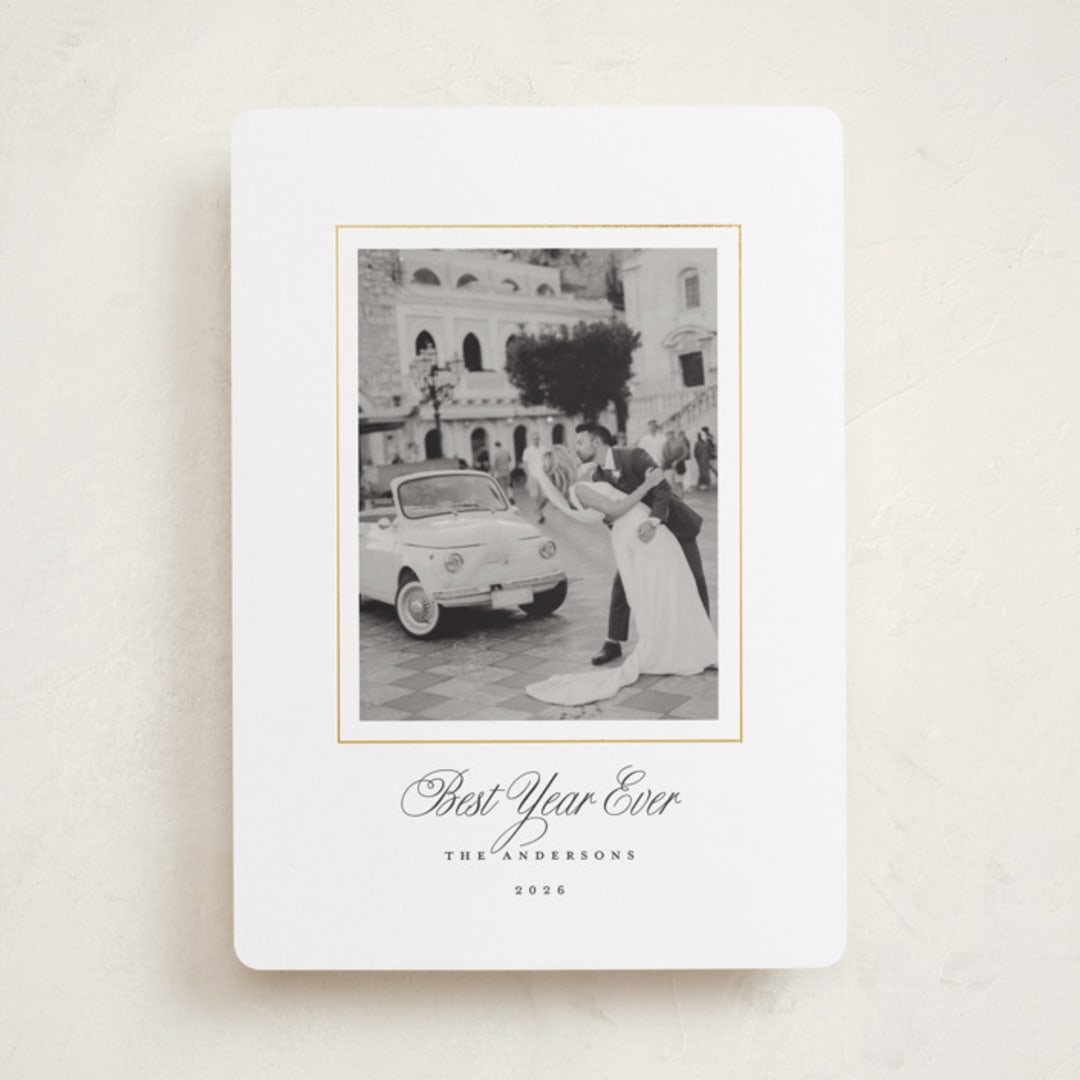 "Classic Gold Frame" - Holiday Cards in Snow by Brandy Folse - Front