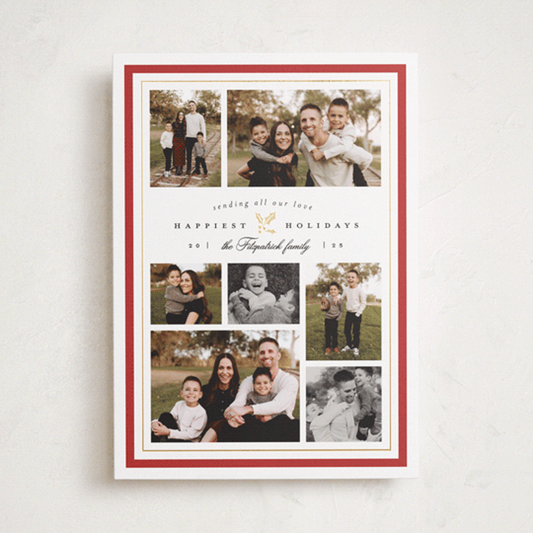 "Formal Holly" - Holiday Cards in Santa Suit by Everett Paper Goods - Front