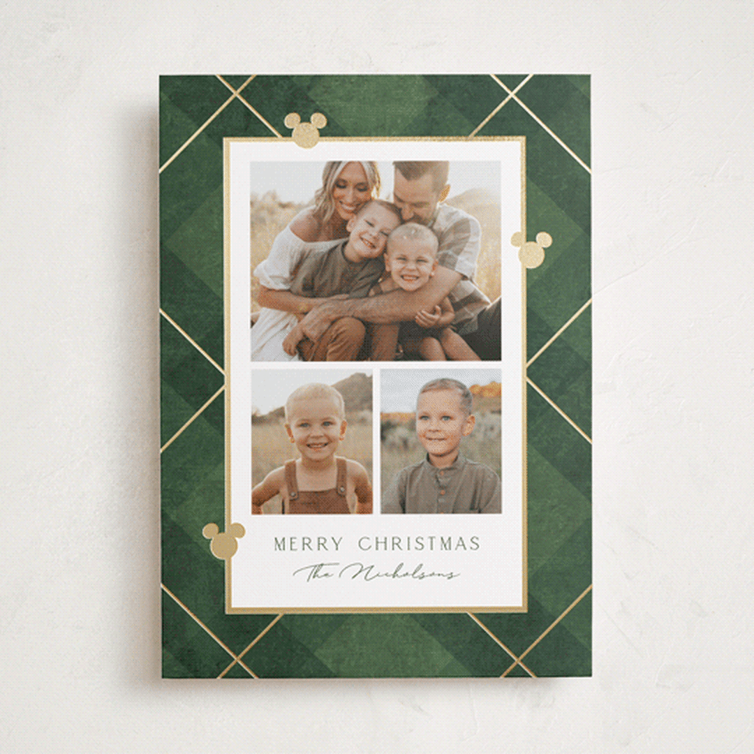 "Disney Mickey's Tartan Plaid" - Holiday Cards in Juniper by Susan Zinader - Front