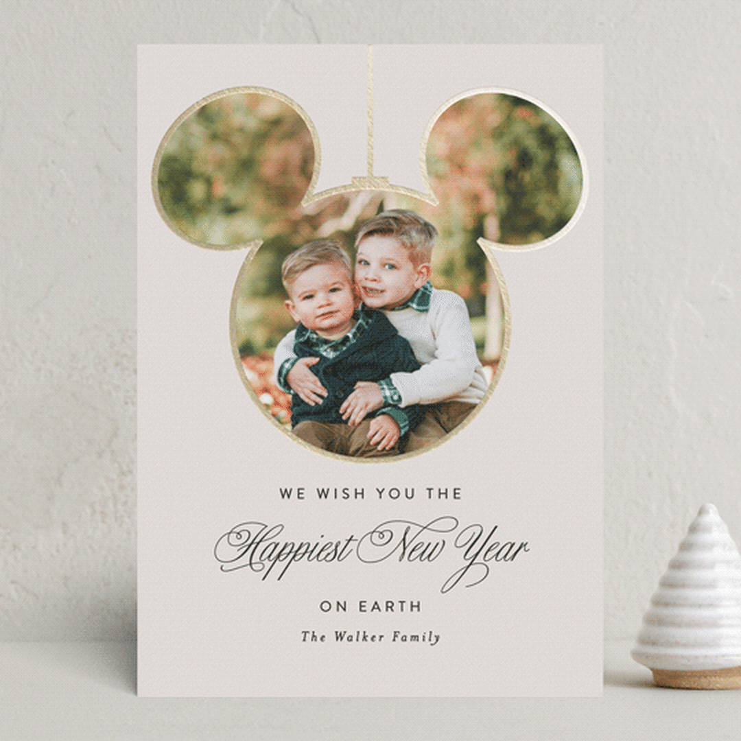 "Disney Mickey Ornament" - Holiday Cards in Pearl by Vanessa Doyle - Front