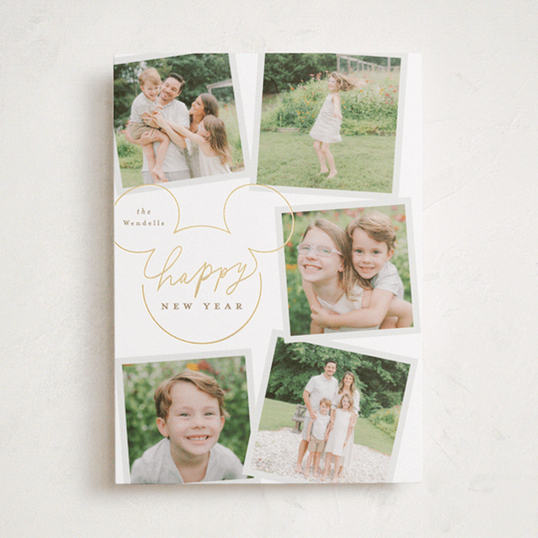 "Disney's Mickey Mouse Casual Script" - Holiday Cards in Snow by Everett Paper Goods - Front