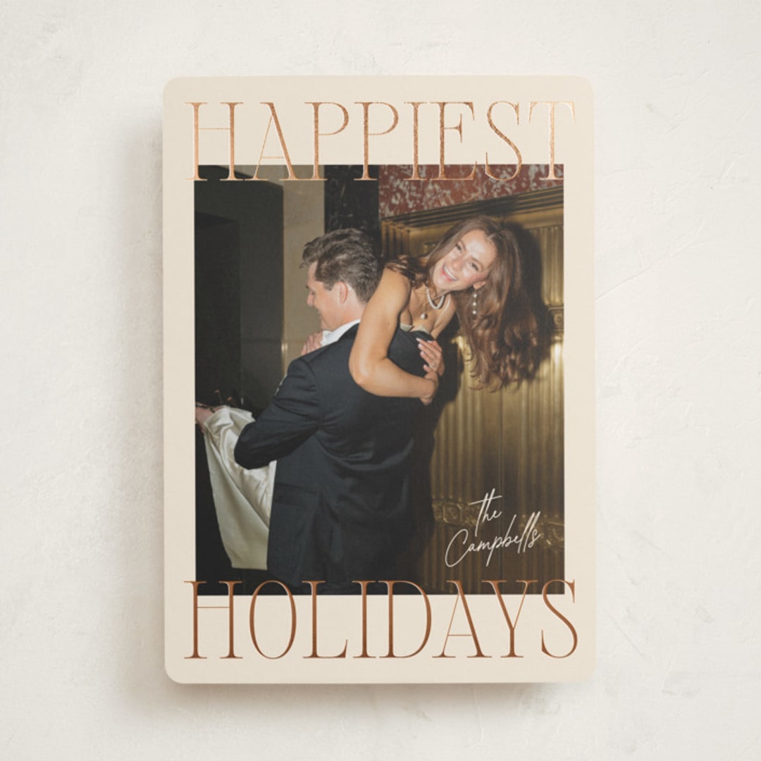 "Glam Greeting" - Holiday Cards in Eggnog by Ekko Studio - Front