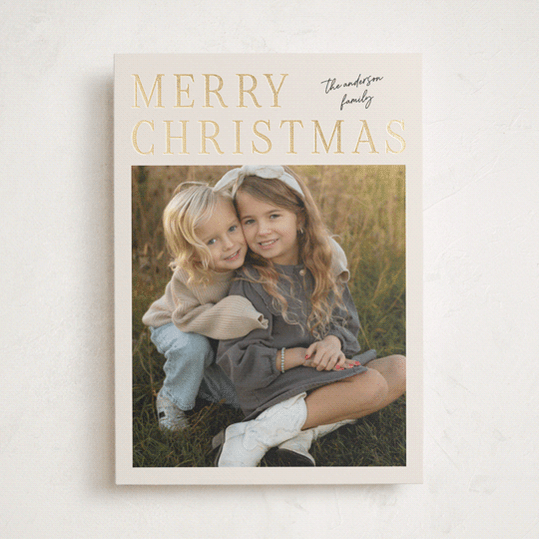 "Modern Merry" - Holiday Cards in Cream by Ilene Guy - Front