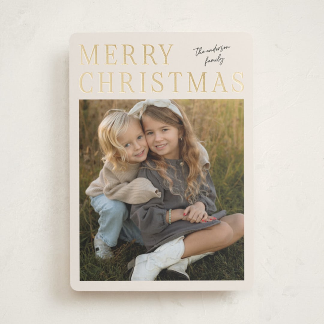"Modern Merry" - Holiday Cards in Cream by Ilene Guy - Front