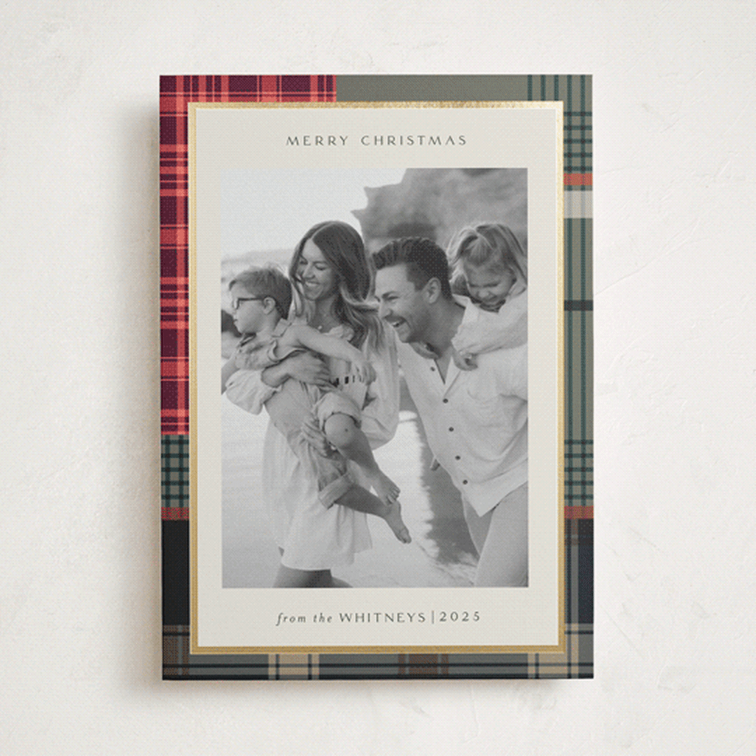 "Antiqued Plaid" - Holiday Cards in Rustic by Makewells - Front
