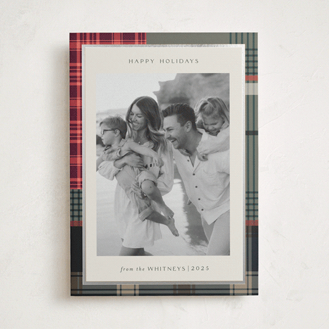 "Antiqued Plaid" - Holiday Cards in Rustic by Makewells - Front