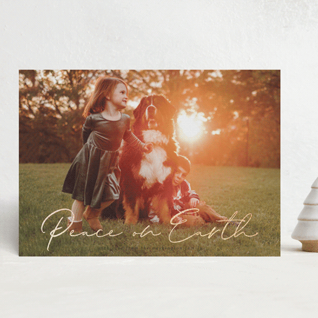 "Peaceful Greeting" - Holiday Cards in Coal by Ashley Iwafuchi - Front