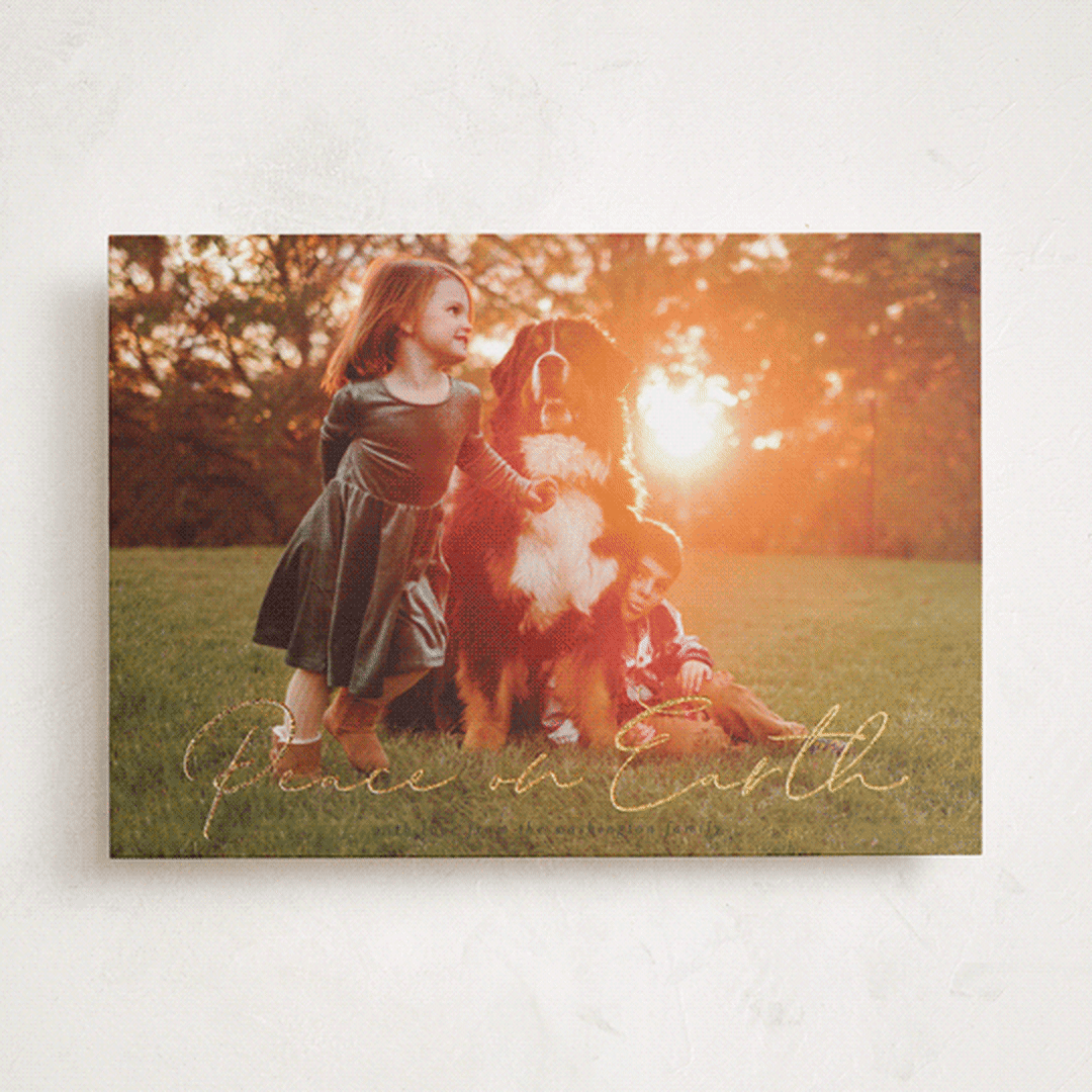 "Peaceful Greeting" - Holiday Cards in Coal by Ashley Iwafuchi - Front