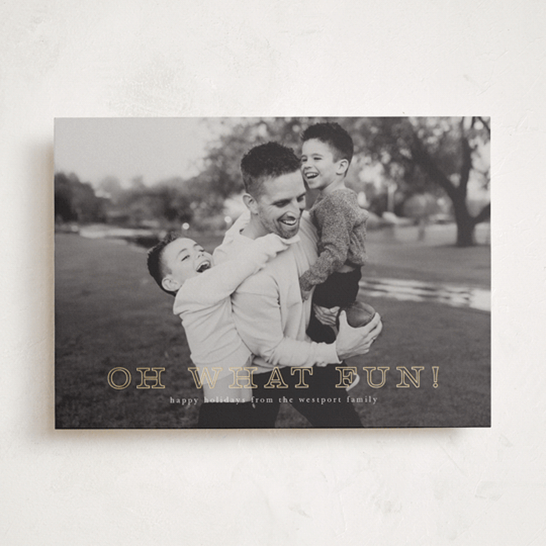 "Exclaim" - Holiday Cards in Snow by Up Up Creative - Front