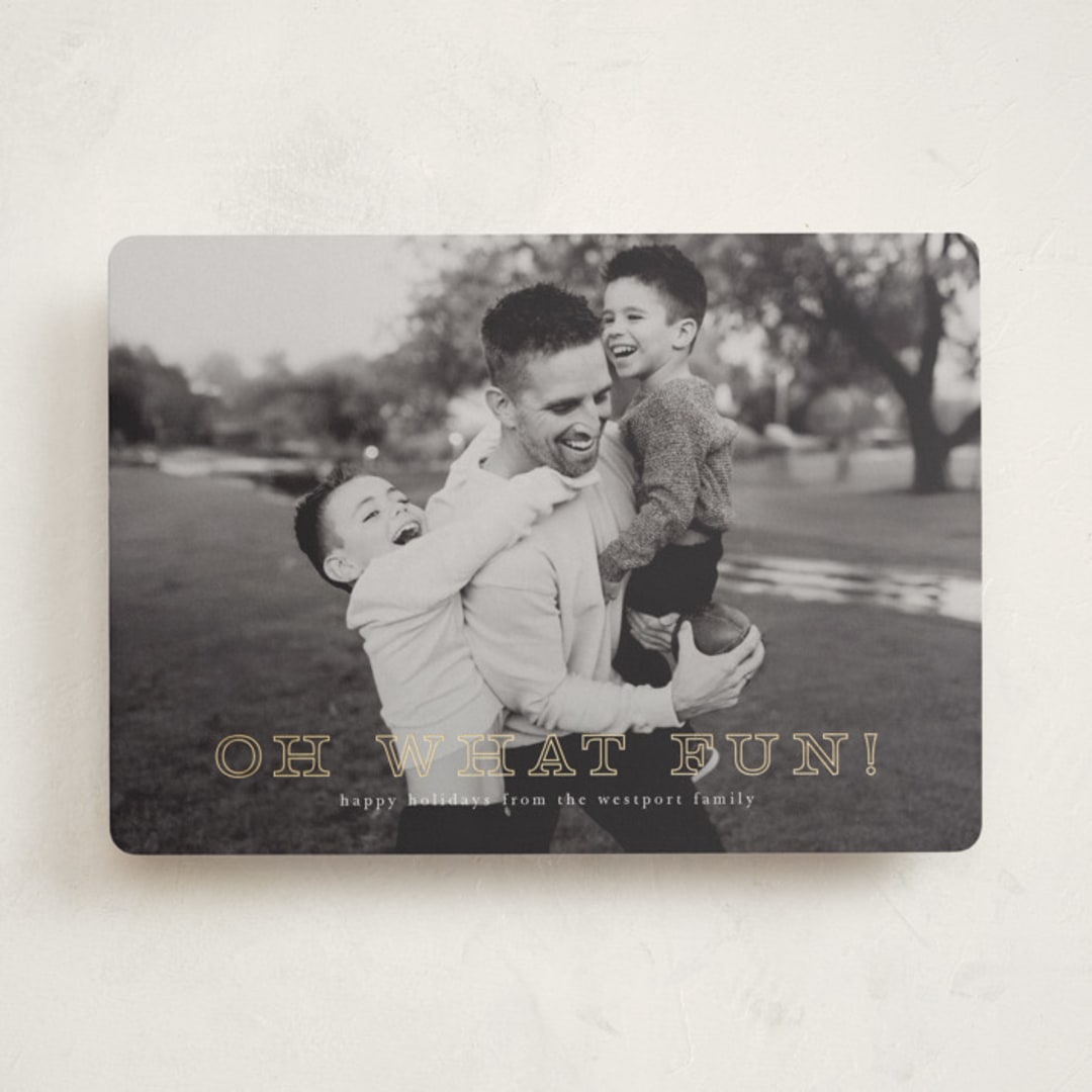 "Exclaim" - Holiday Cards in Snow by Up Up Creative - Front