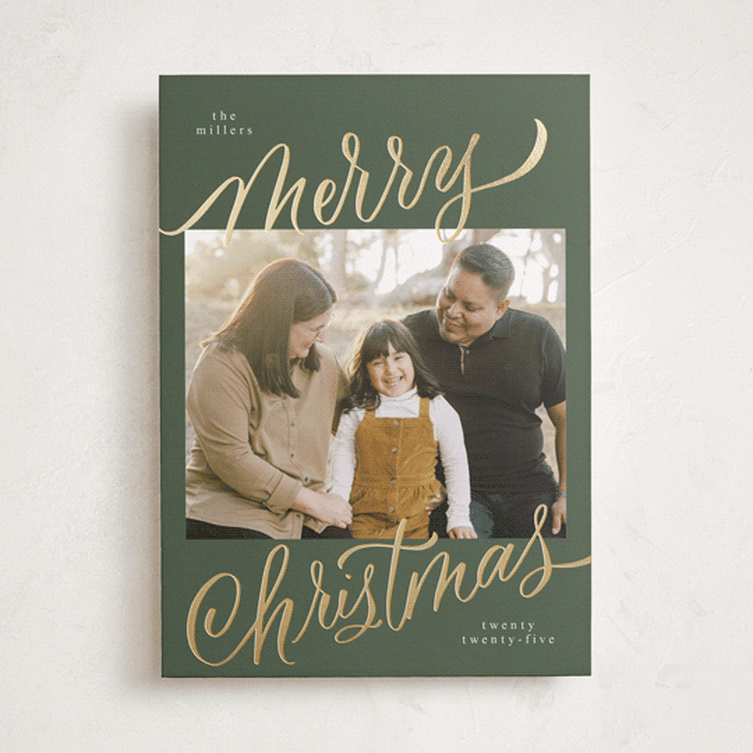 "Merry Christmas Foil" - Holiday Cards in Spruce by Elsa Duncan - Front