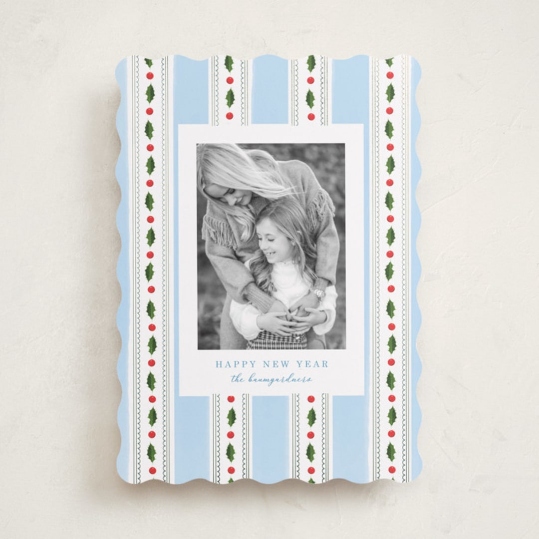 "Holly Frames" - Holiday Cards in Robin's Egg by Baumbirdy - Front