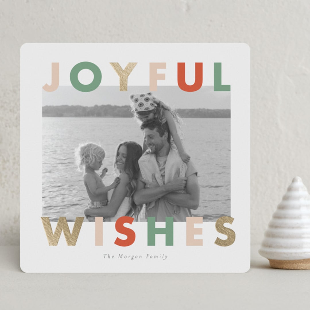 "Joyful  Bright" - Holiday Cards in Candy Cane by Angela Thompson - Front