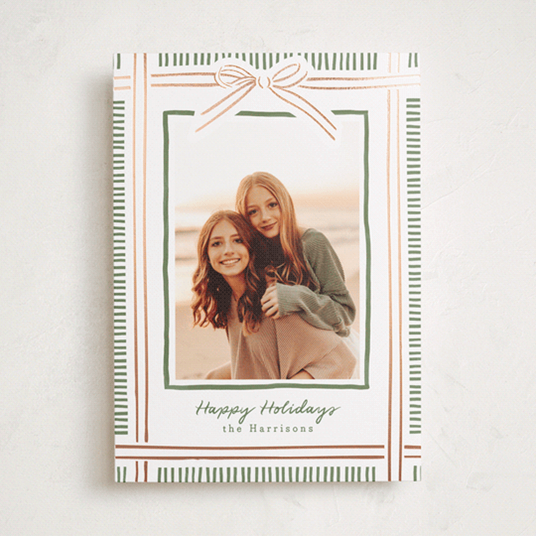 "Holiday Wrap" - Holiday Cards in Pink Sand by Chris Griffith - Front