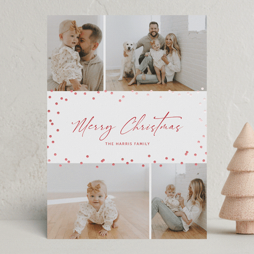 "Festive Dots" - Holiday Cards in Poinsettia by Wendy Chung - Front