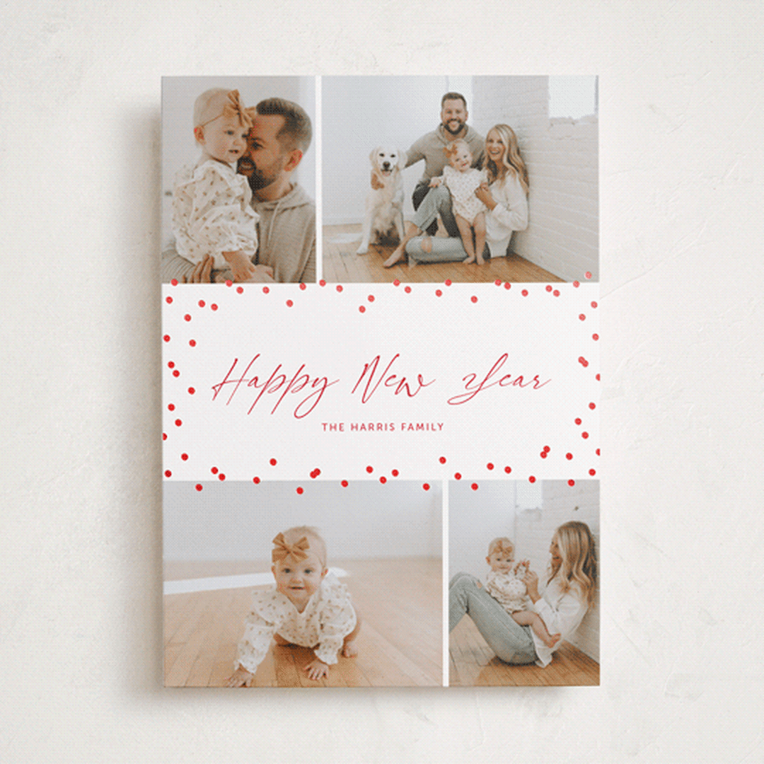 "Festive Dots" - Holiday Cards in Poinsettia by Wendy Chung - Front